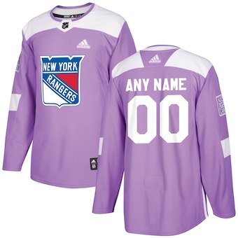 NHL Men adidas New York Rangers Purple Hockey Fights Cancer Customized Practice Jersey